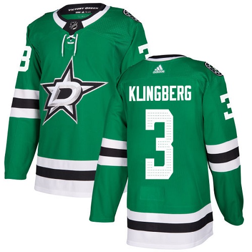 Adidas Dallas Stars #3 John Klingberg Green Home Authentic Stitched Jersey Men's