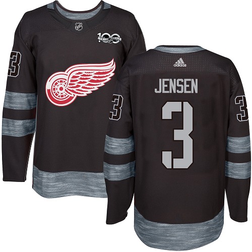 Adidas Detroit Red Wings #3 Nick Jensen Black 1917-2017 100th Anniversary Stitched Jersey Men's