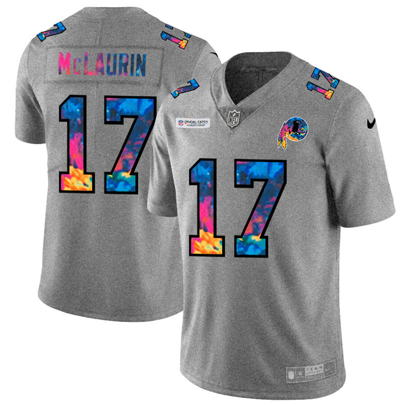 Washington Commanders #17 Terry McLaurin Men's Multi-Color 2020 Crucial Catch Jersey Greyheather