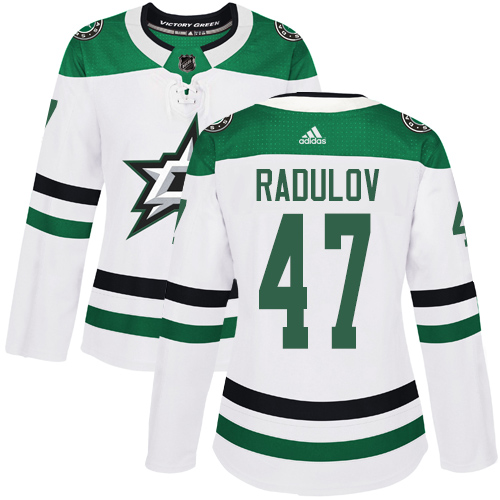 Adidas Dallas Stars #47 Alexander Radulov White Road Authentic Women's Stitched Jersey Womens