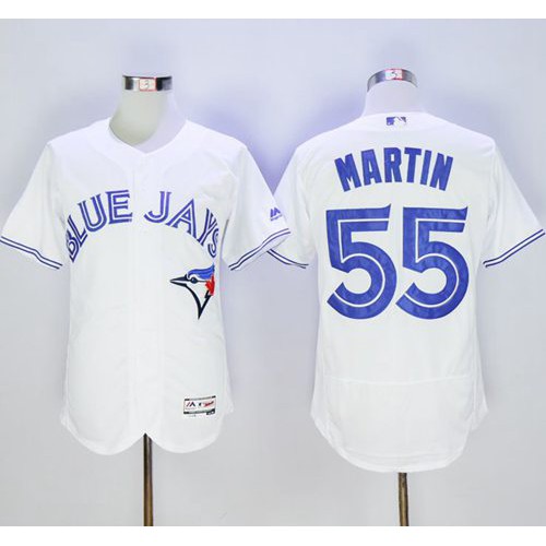 Toronto Blue Jays #55 Russell Martin White Flexbase Authentic Collection Stitched Jersey Men's