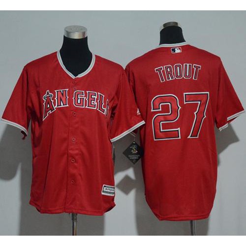 Los Angeles Angels #27 Mike Trout Red Cool Base Stitched Youth Jersey Youth