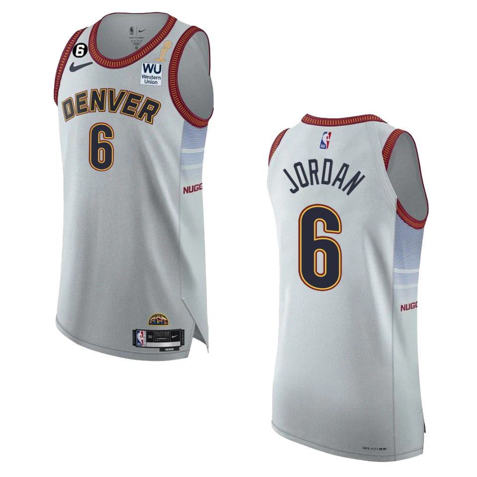 Denver Nuggets #6 DeAndre Jordan Silver 2023 Finals Champions Authentic Jersey - City Edition