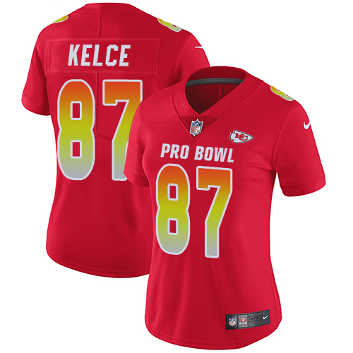 Chiefs #87 Travis Kelce Red Women's Stitched Limited AFC 2019 Pro Bowl Jersey