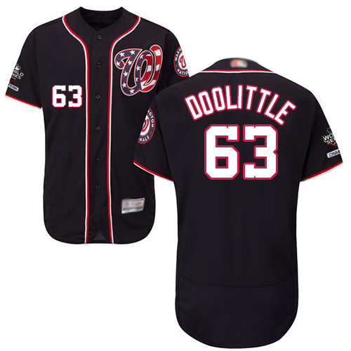 Washington Nationals #63 Sean Doolittle Navy Blue Flexbase Authentic Collection 2019 World Series Champions Stitched Jersey Men's