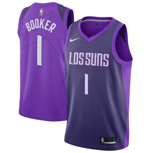 Phoenix Suns #1 Devin Booker Purple Swingman City Edition Jersey Mens