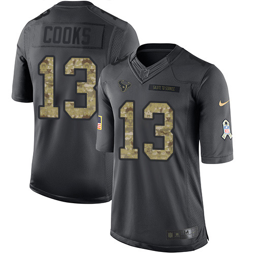 Texans #13 Brandin Cooks Black Youth Stitched Limited 2016 Salute To Service Jersey