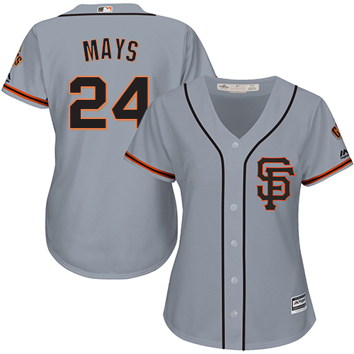 San Francisco Giants #24 Willie Mays Grey Road 2 Women's Stitched Jersey Womens