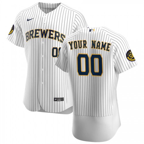 Milwaukee Brewers Custom Men's White Home 2020 Authentic Player Jersey