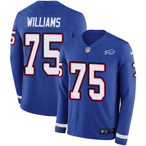 Buffalo Bills #75 Daryl Williams Royal Blue Team Color Men's Stitched Limited Therma Long Sleeve Jersey Men's