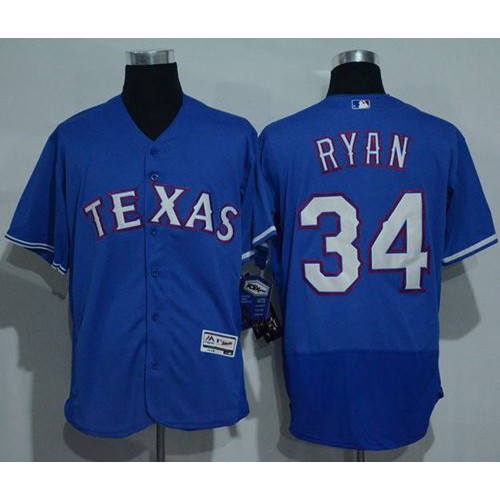 Texas Rangers #34 Nolan Ryan Blue Flexbase Authentic Collection Stitched Jersey Men's