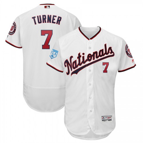 Washington Nationals #7 Trea Turner White 2019 Spring Training Flex Base Stitched Jersey Men's