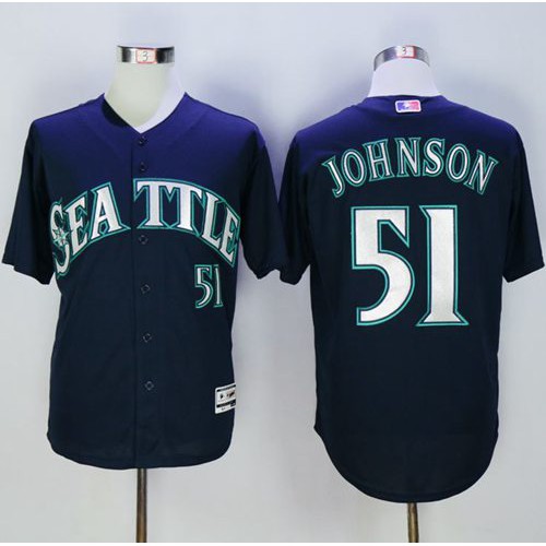 Seattle Mariners #51 Randy Johnson Navy Blue New Cool Base Stitched Jersey Men's
