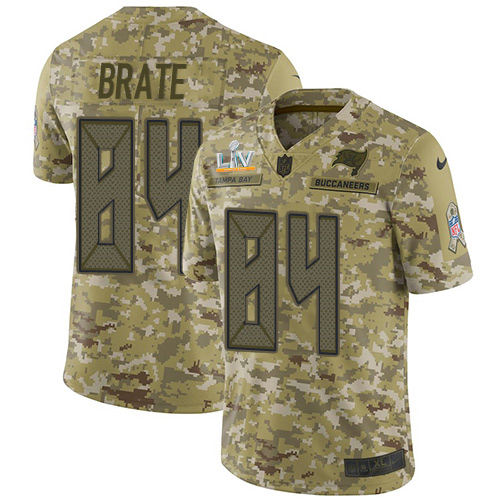 Tampa Bay Buccaneers #84 Cameron Brate Camo Youth Super Bowl LV Bound Stitched Limited 2018 Salute To Service Jersey Youth