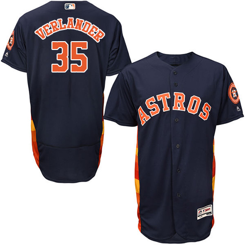 Houston Astros #35 Justin Verlander Navy Blue Flexbase Authentic Collection Stitched Jersey Men's