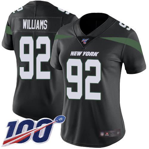 New York Jets #92 Leonard Williams Black Alternate Women's Stitched 100th Season Vapor Limited Jersey Womens