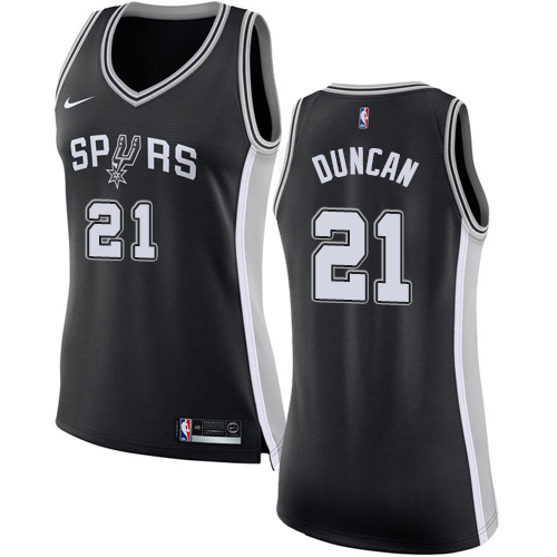 San Antonio Spurs #21 Tim Duncan Black Womens Swingman Icon Edition Jersey Womens