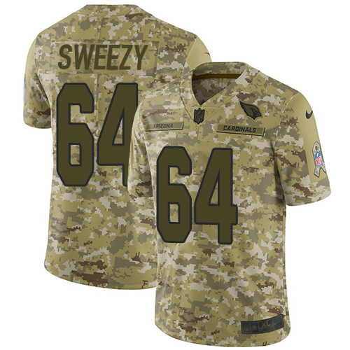 Arizona Cardinals #64 J.R. Sweezy Camo Men's Stitched Limited 2018 Salute To Service Jersey Men's