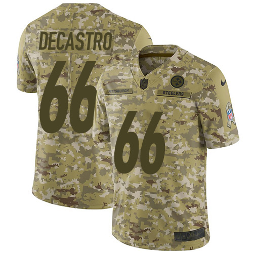Pittsburgh Steelers #66 David DeCastro Camo Youth Stitched Limited 2018 Salute to Service Jersey Youth