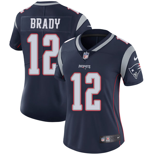 Patriots #12 Tom Brady Navy Blue Team Color Women's Stitched Vapor Untouchable Limited Jersey