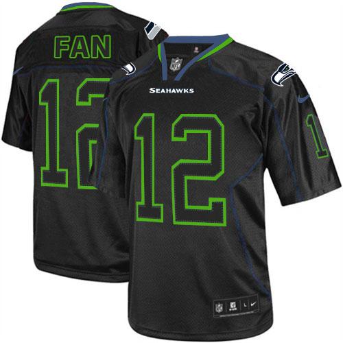 Seahawks #12 Fan Lights Out Black Men's Stitched Elite Jersey