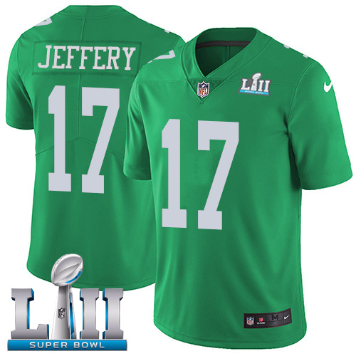 Philadelphia Eagles #17 Alshon Jeffery Green Super Bowl LII Youth Stitched Limited Rush Jersey Youth