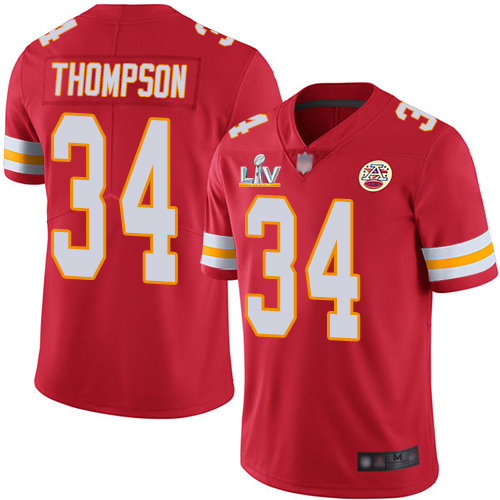 Kansas City Chiefs #34 Darwin Thompson Red Team Color Youth Super Bowl LV Bound Stitched Vapor Untouchable Limited Jersey Youth