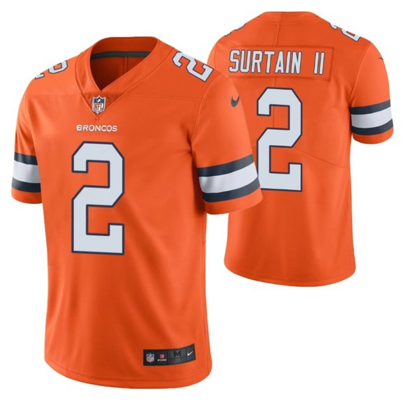 Broncos #2 Patrick Surtain II Orange Youth Stitched Limited Rush Jersey