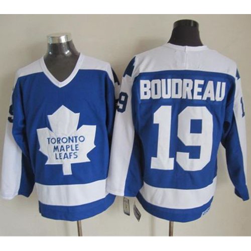 Maple Toronto Maple Leafs #19 Bruce Boudreau Blue/White CCM Throwback Stitched Jersey Men's