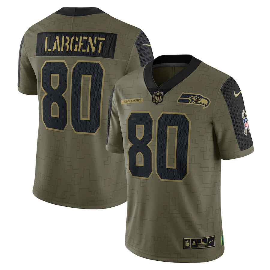 Seattle Seahawks #80 Steve Largent Olive 2021 Salute To Service Limited Player Jersey