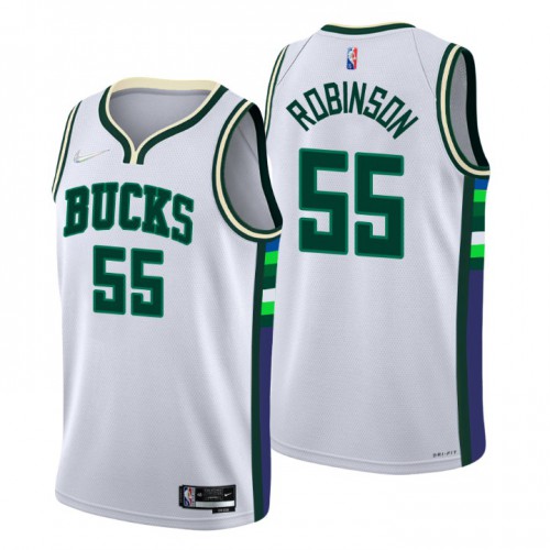 Milwaukee Milwaukee Bucks #55 Justin Robinson Mens White 2021/22 Swingman Jersey - City Edition Mens