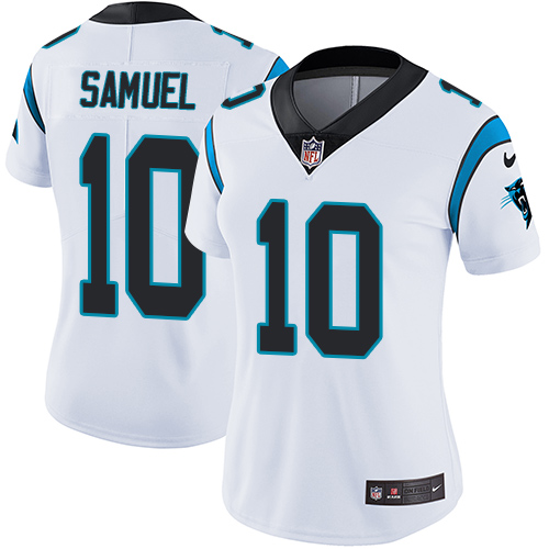 Carolina Panthers #10 Curtis Samuel White Women's Stitched Vapor Untouchable Limited Jersey Womens