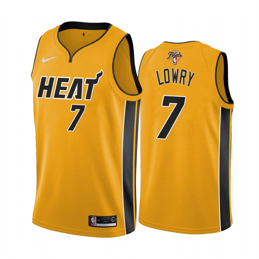 Heat #7 Kyle Lowry Yellow 2023 Finals Patch Swingman Earned Edition Jersey