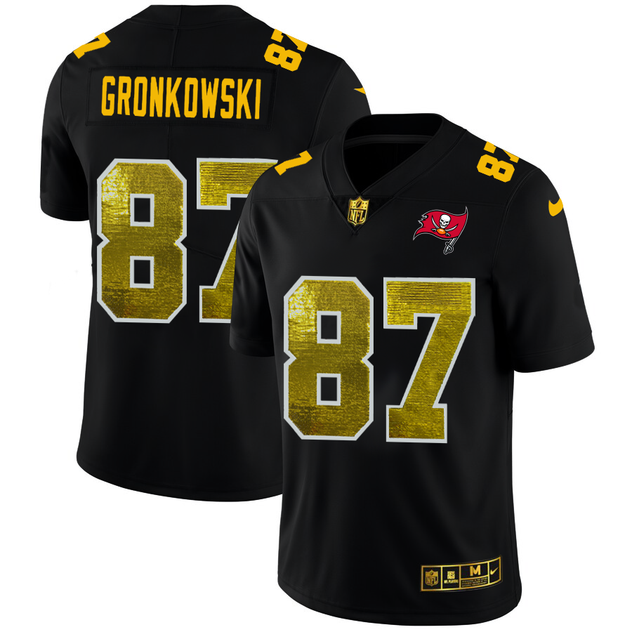 Tampa Bay Buccaneers #87 Rob Gronkowski Men's Black Golden Sequin Vapor Limited Jersey