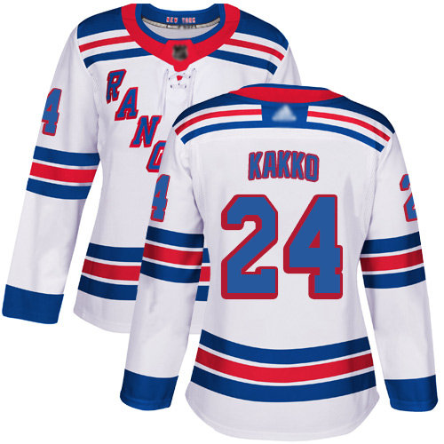 Adidas New York Rangers #24 Kaapo Kakko White Road Authentic Women's Stitched Jersey Womens