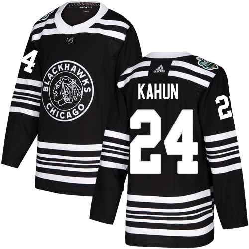 Adidas Chicago Blackhawks #24 Dominik Kahun Black Authentic 2019 Winter Classic Stitched Jersey Men's