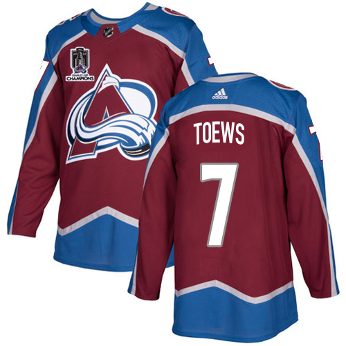 Adidas Colorado Avalanche #7 Devon Toews Burgundy Youth 2022 Stanley Cup Champions Burgundy Home Authentic Stitched Jersey Youth