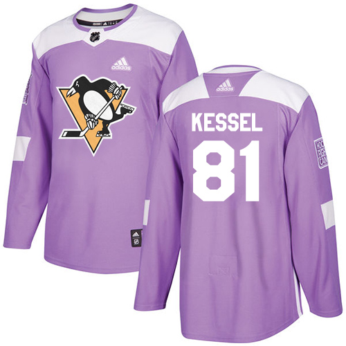 Adidas Pittsburgh Penguins #81 Phil Kessel Purple Authentic Fights Cancer Stitched Youth Jersey Youth