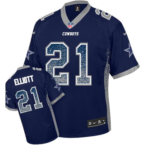 Cowboys #21 Ezekiel Elliott Navy Blue Team Color Youth Stitched Elite Drift Fashion Jersey