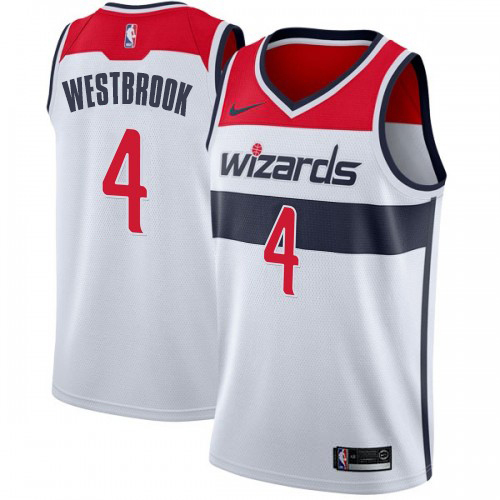 Washington Wizards #4 Russell Westbrook White Swingman Association Edition Jersey Mens