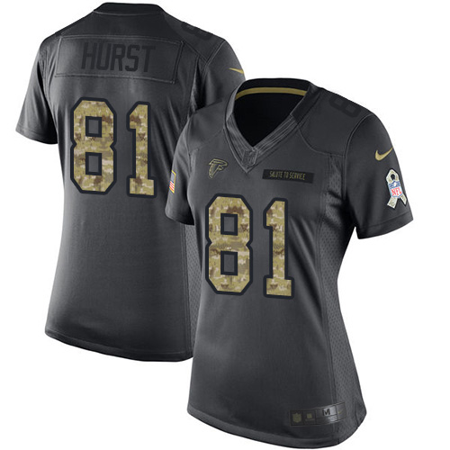 Atlanta Falcons #81 Hayden Hurst Black Women's Stitched Limited 2016 Salute to Service Jersey Womens