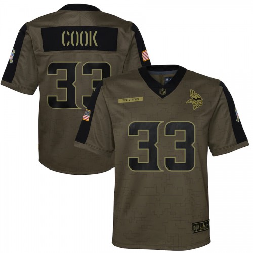 Minnesota Minnesota Vikings #33 Dalvin Cook Olive Youth 2021 Salute To Service Game Jersey Youth