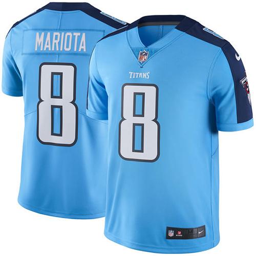 Tennessee Titans #8 Marcus Mariota Light Blue Youth Stitched Limited Rush Jersey Youth