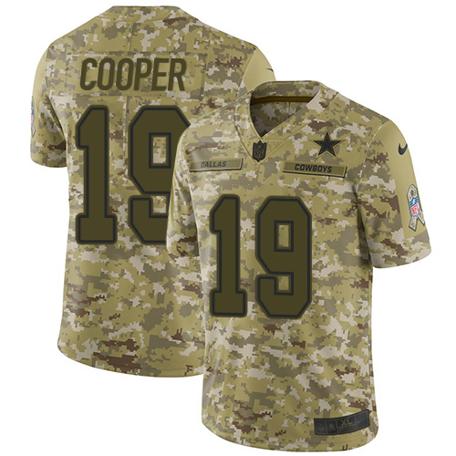 Dallas Cowboys #19 Amari Cooper Camo Youth Stitched Limited 2018 Salute to Service Jersey Youth