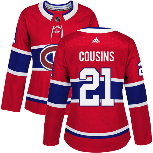 Adidas Montreal Canadiens #21 Nick Cousins Red Home Authentic Women's Stitched Jersey Womens