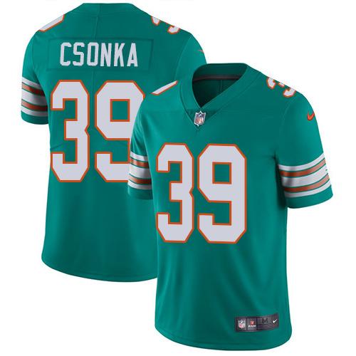 Miami Dolphins #39 Larry Csonka Aqua Green Alternate Youth Stitched Vapor Untouchable Limited Jersey Youth