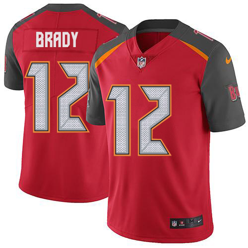 Buccaneers #12 Tom Brady Red Team Color Youth Stitched Vapor Untouchable Limited Jersey