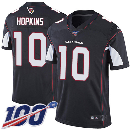 Cardinals #10 DeAndre Hopkins Black Alternate Men's Stitched 100th Season Vapor Untouchable Limited Jersey