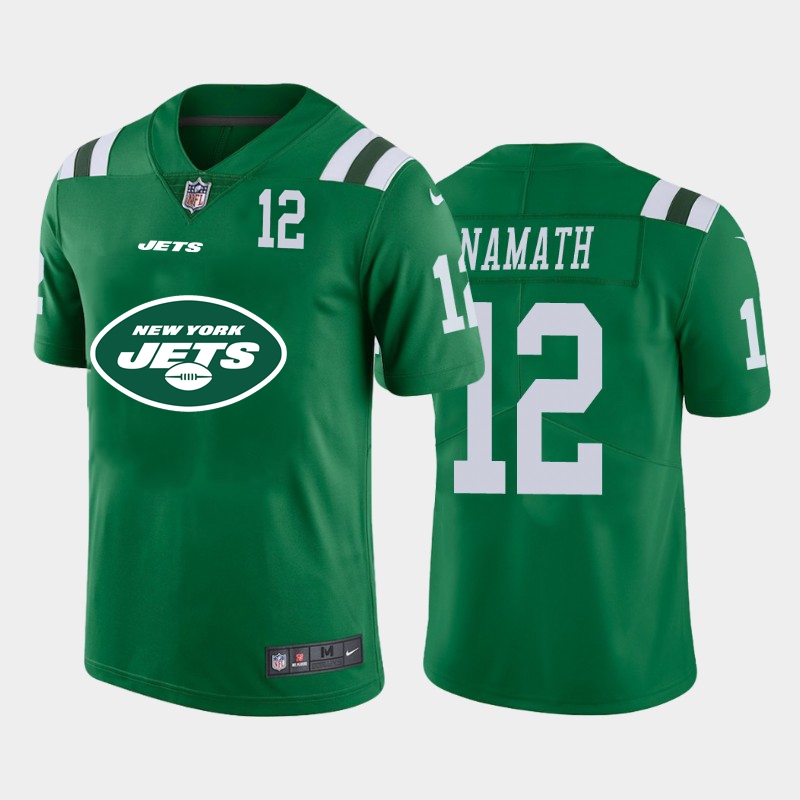 New York Jets #12 Joe Namath Green Men's Big Team Logo Player Vapor Limited Jersey