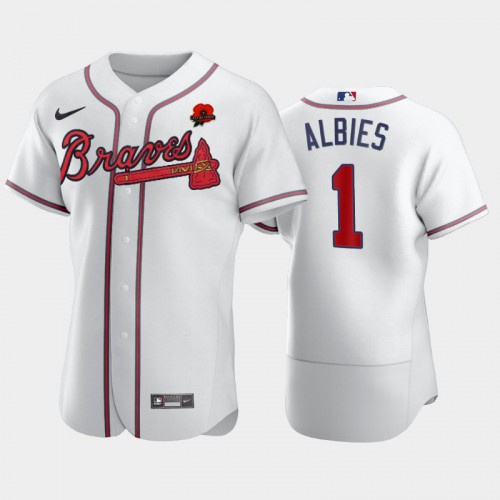 Atlanta Atlanta Braves #1 Ozzie Albies Men's Authentic 2021 Memorial Day Jersey - White Men's
